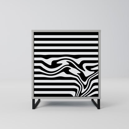 Credenza SPECTRA SHOWCASE a 1 anta con finitura grigia