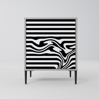 Credenza SPECTRA SHOWCASE a 1 anta con finitura grigia