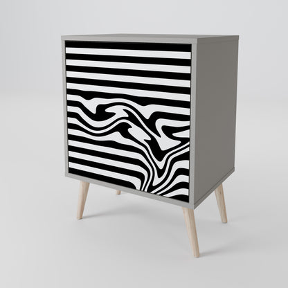 Credenza SPECTRA SHOWCASE a 1 anta con finitura grigia