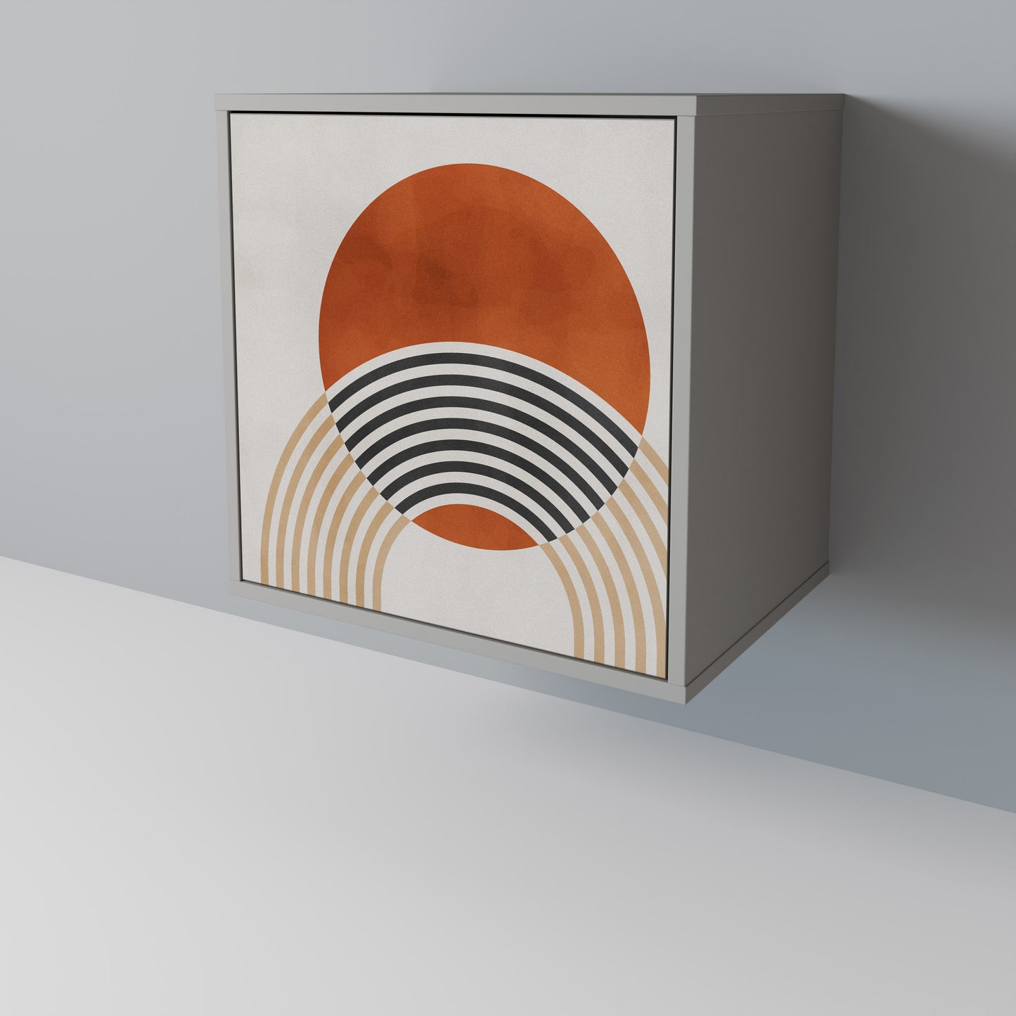 SPACE AROUND Credenza a 1 anta con finitura grigia