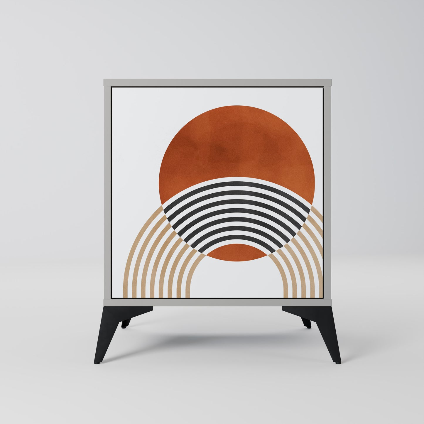 Credenza CIRCLE RHYTM a 1 anta con finitura grigia