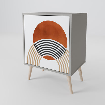 Credenza CIRCLE RHYTM a 1 anta con finitura grigia