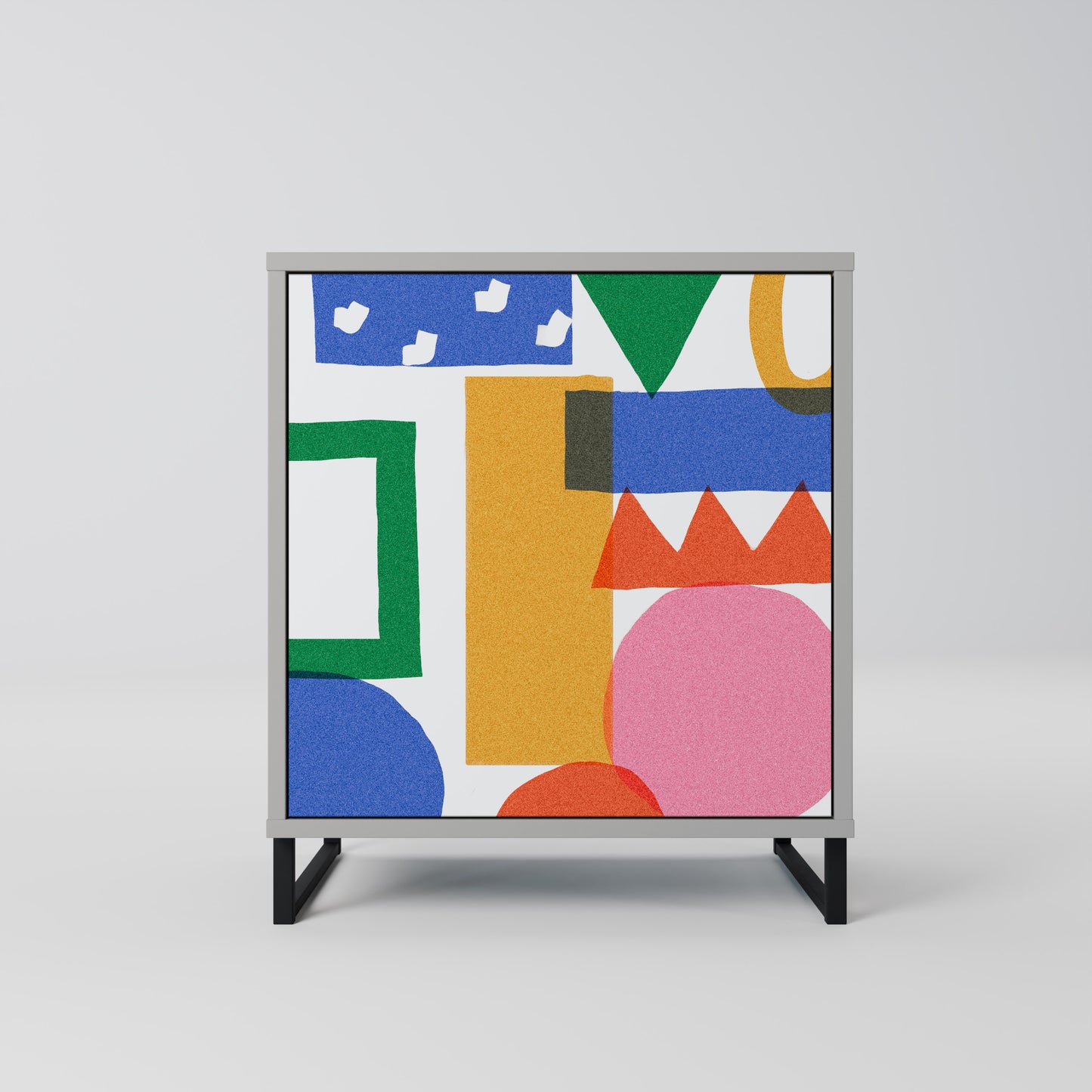 Credenza GEOMETRIC GLIMMER a 1 anta con finitura grigia