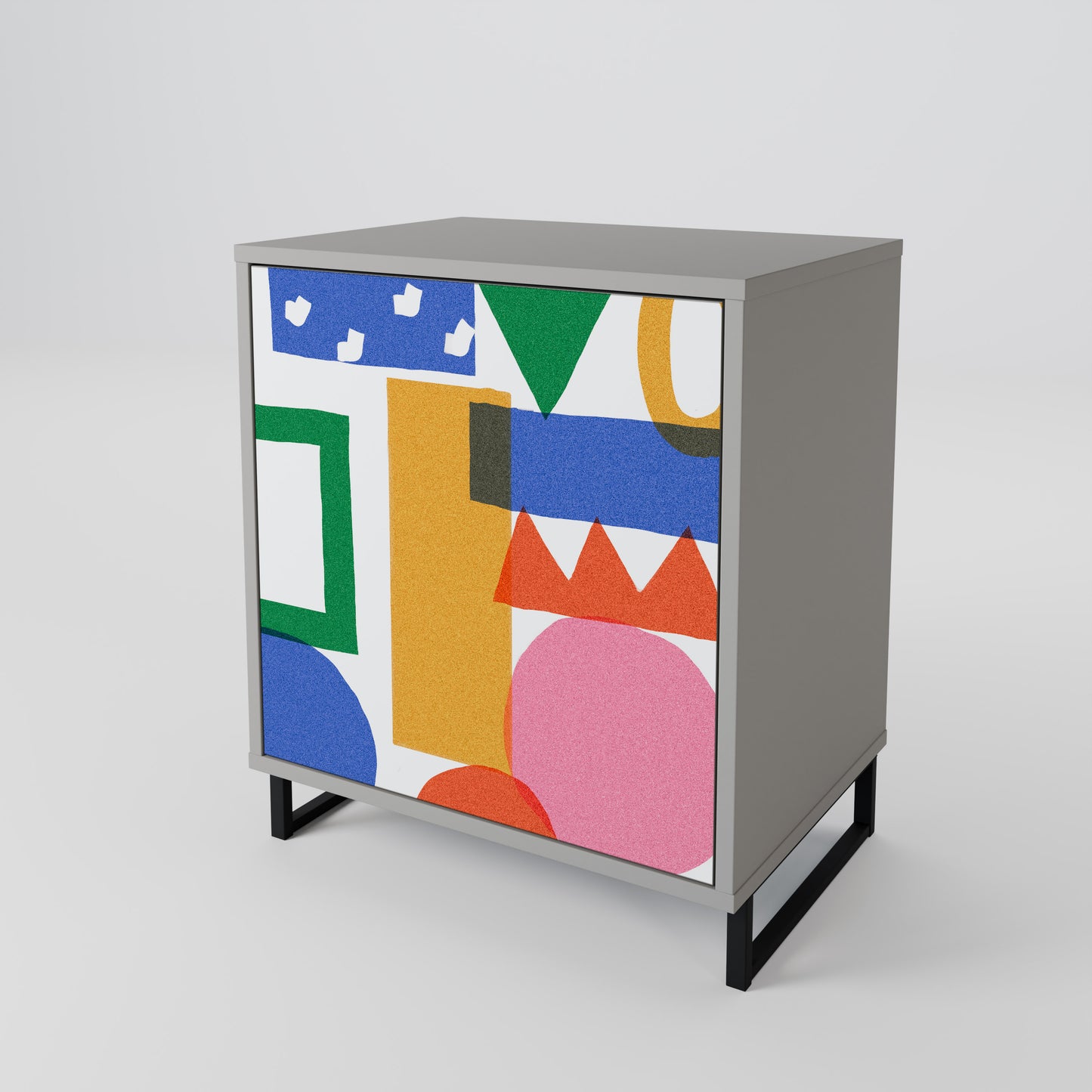 Credenza GEOMETRIC GLIMMER a 1 anta con finitura grigia