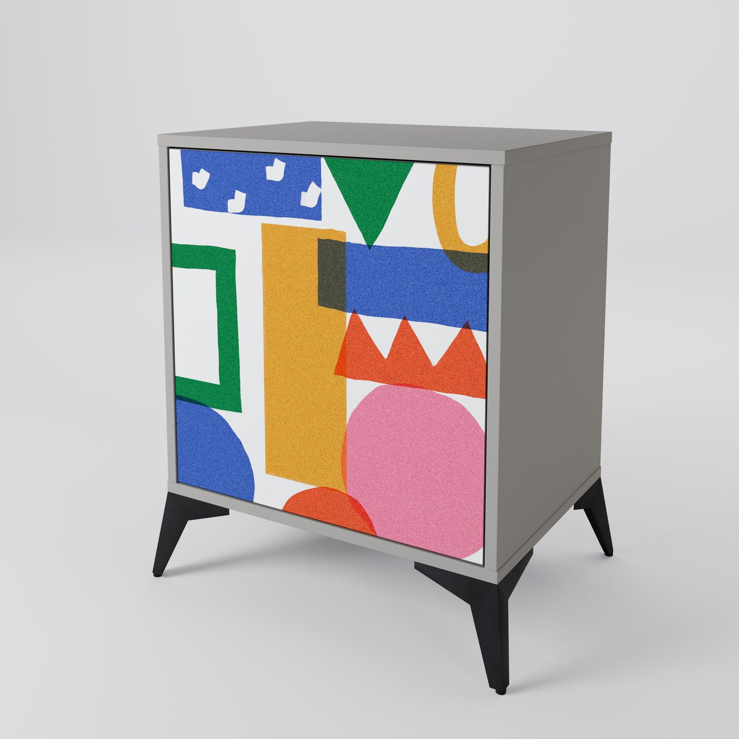 Credenza GEOMETRIC GLIMMER a 1 anta con finitura grigia