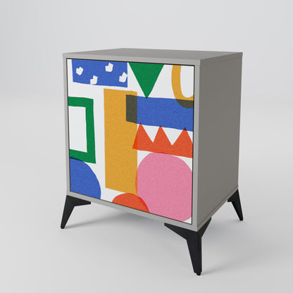Credenza GEOMETRIC GLIMMER a 1 anta con finitura grigia