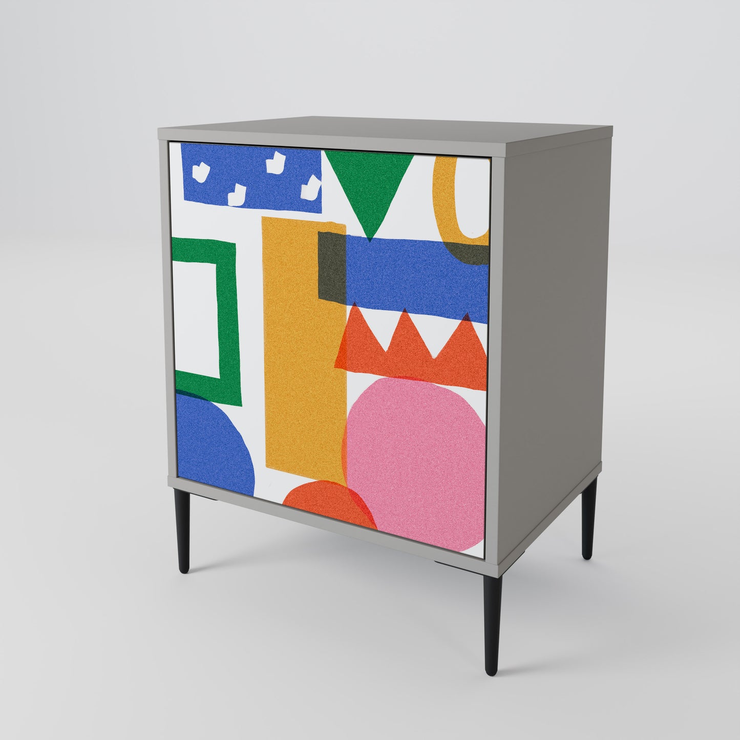 Credenza GEOMETRIC GLIMMER a 1 anta con finitura grigia