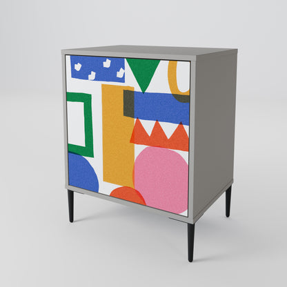 Credenza GEOMETRIC GLIMMER a 1 anta con finitura grigia