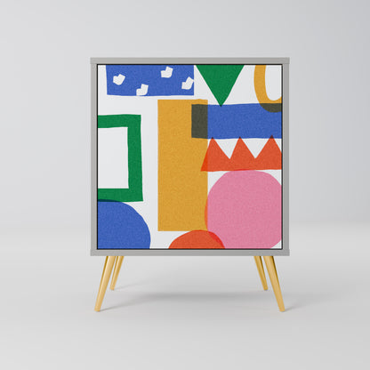 Credenza GEOMETRIC GLIMMER a 1 anta con finitura grigia