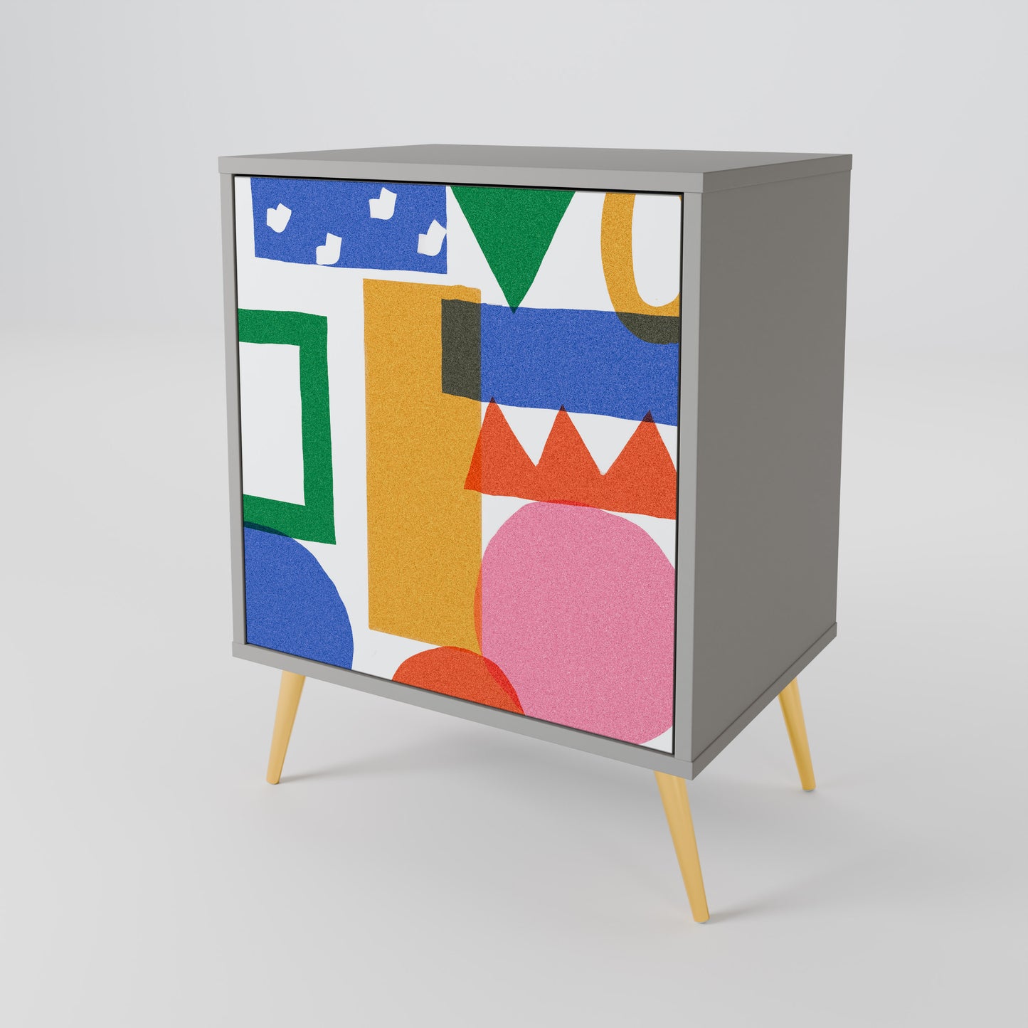 Credenza GEOMETRIC GLIMMER a 1 anta con finitura grigia