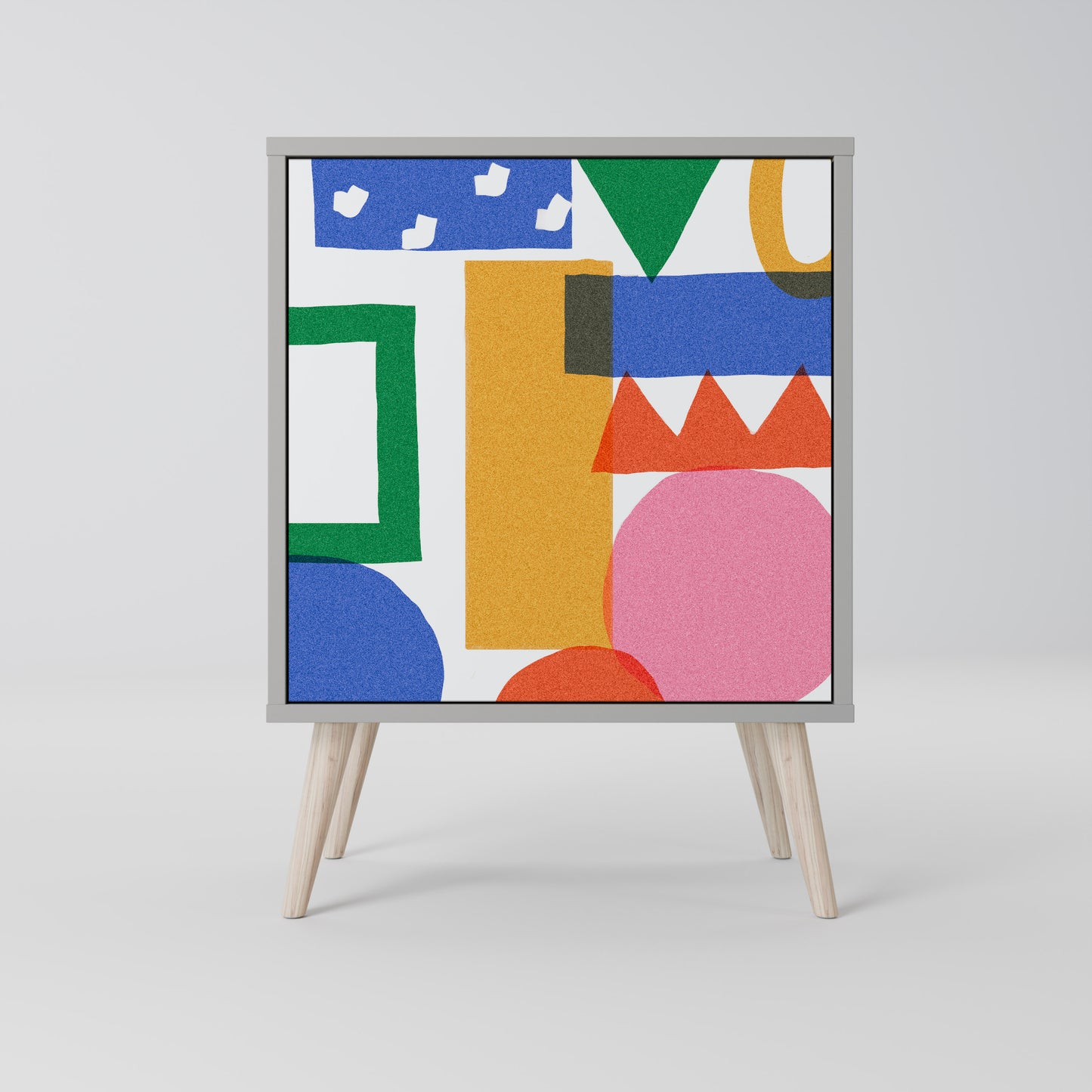 Credenza GEOMETRIC GLIMMER a 1 anta con finitura grigia