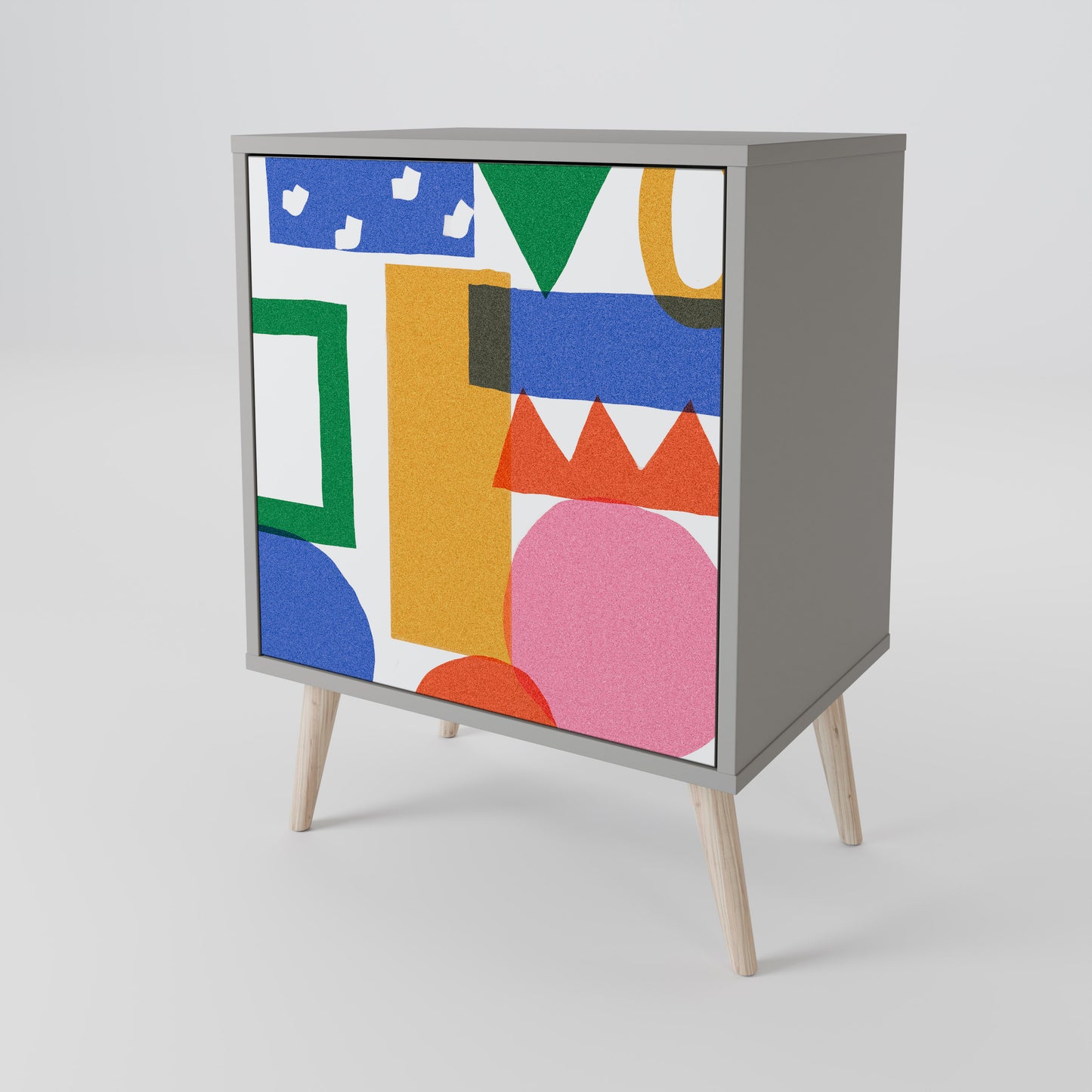 Credenza GEOMETRIC GLIMMER a 1 anta con finitura grigia