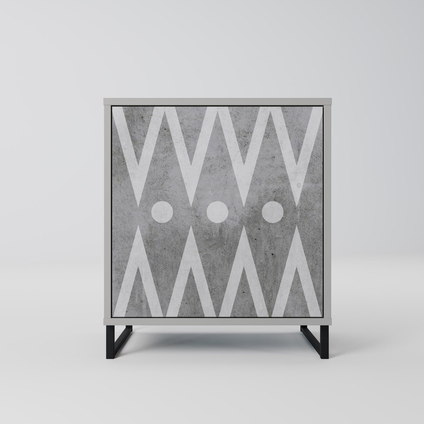 SHARP EDGES 1-Door Sideboard in Grey Finish