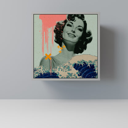 Credenza KANAGAWA BEAUTY a 1 anta con finitura grigia