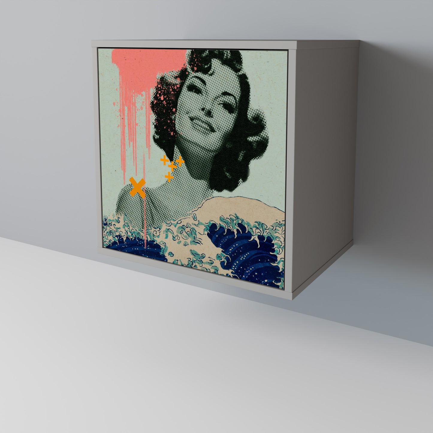 Credenza KANAGAWA BEAUTY a 1 anta con finitura grigia