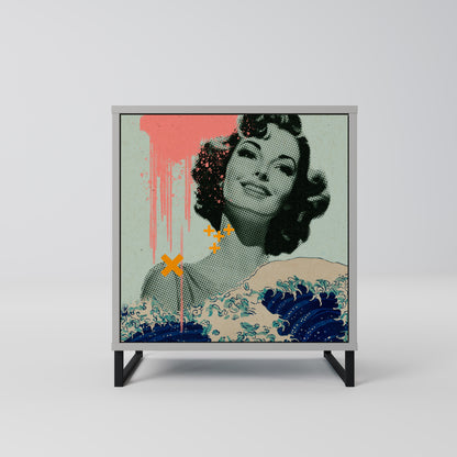 Credenza KANAGAWA BEAUTY a 1 anta con finitura grigia