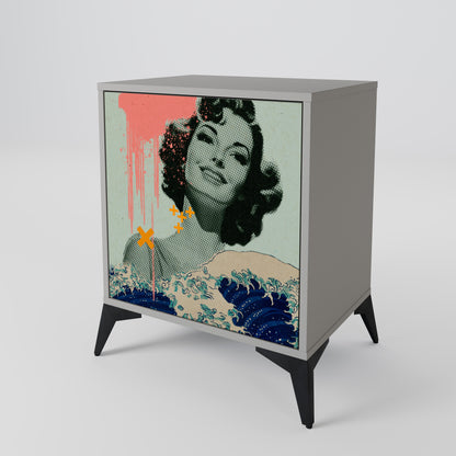 Credenza KANAGAWA BEAUTY a 1 anta con finitura grigia