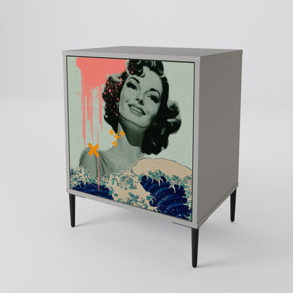 Credenza KANAGAWA BEAUTY a 1 anta con finitura grigia