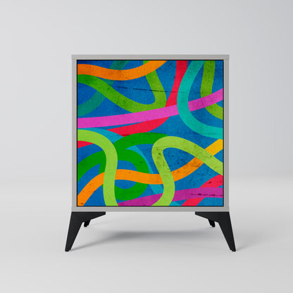 STREAMER TANGLE 1-Door Sideboard in Grey Finish