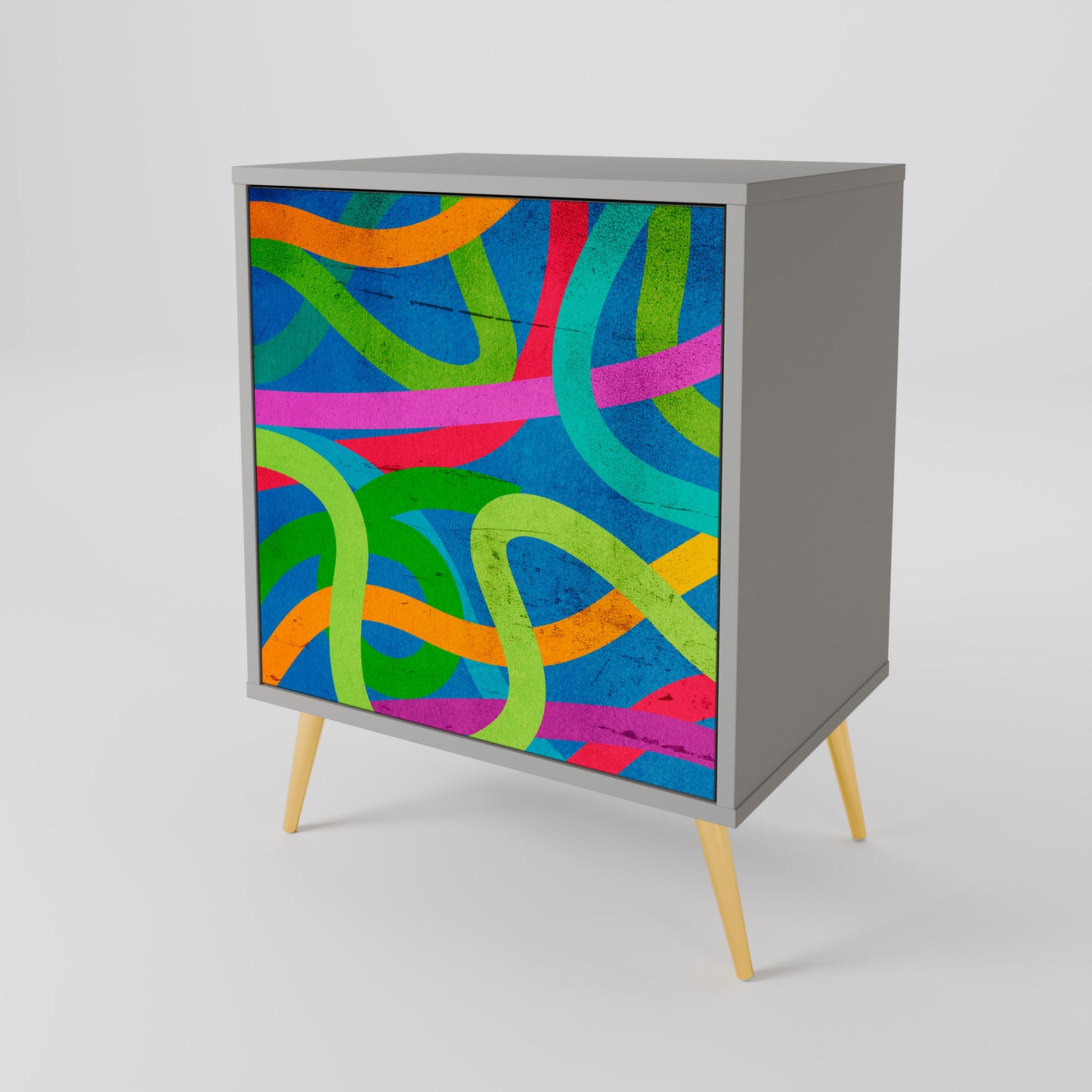 STREAMER TANGLE 1-Door Sideboard in Grey Finish
