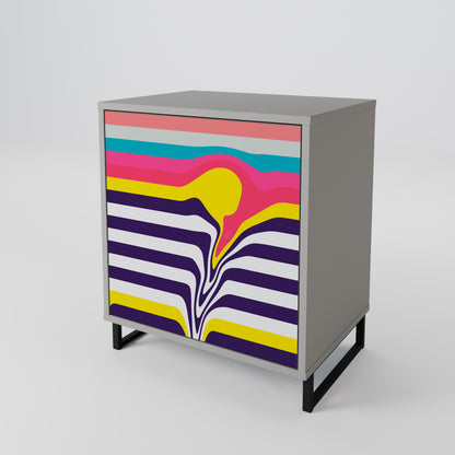 Credenza TONE COLLAPSE a 1 anta con finitura grigia