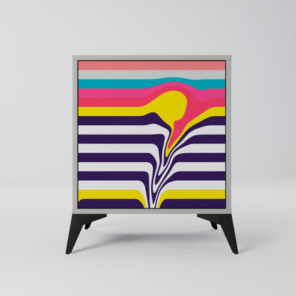 Credenza TONE COLLAPSE a 1 anta con finitura grigia