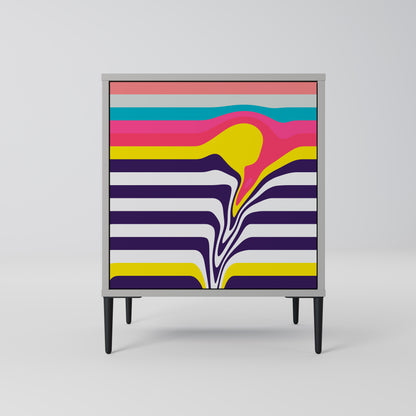 Credenza TONE COLLAPSE a 1 anta con finitura grigia