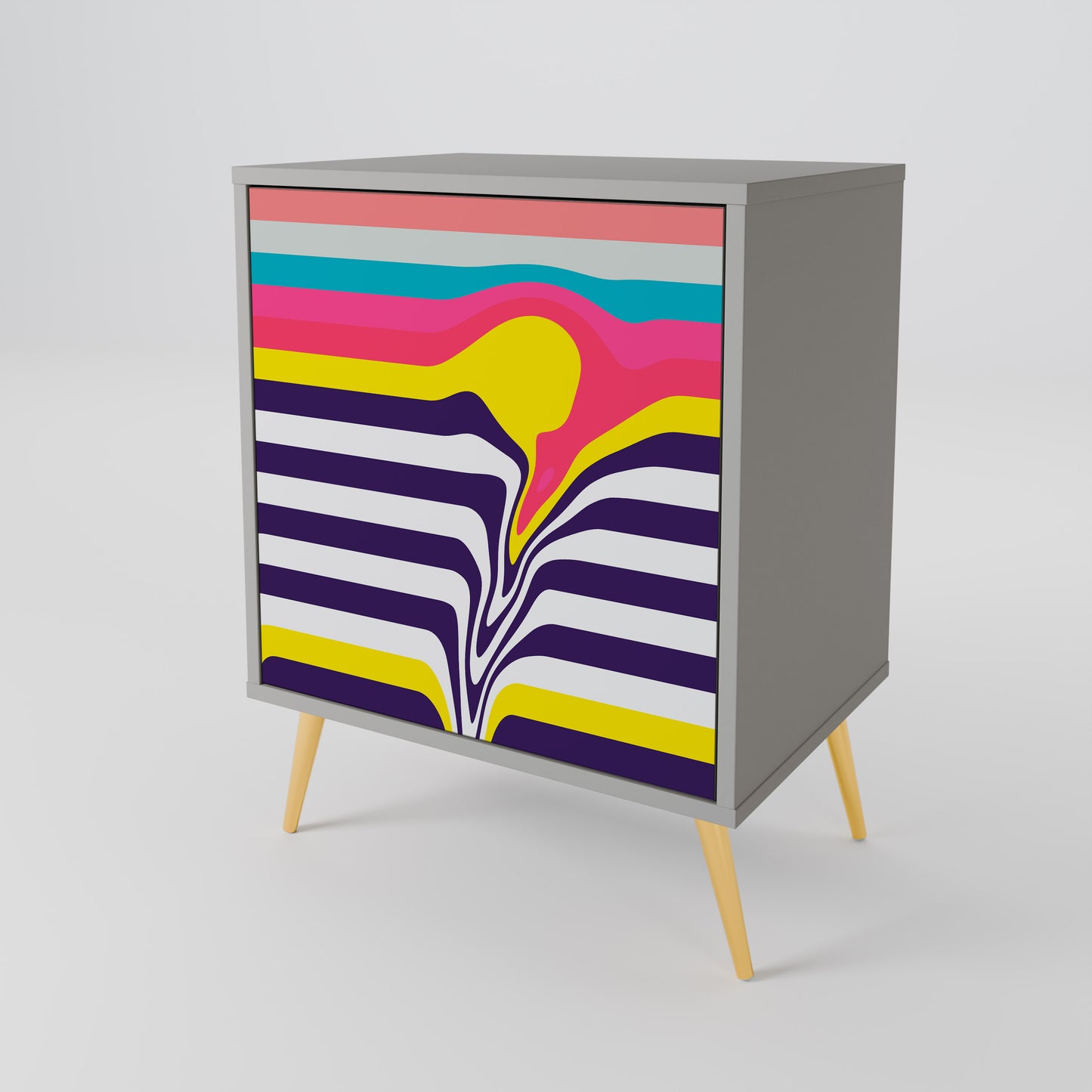 Credenza TONE COLLAPSE a 1 anta con finitura grigia