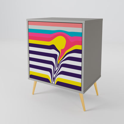 Credenza TONE COLLAPSE a 1 anta con finitura grigia