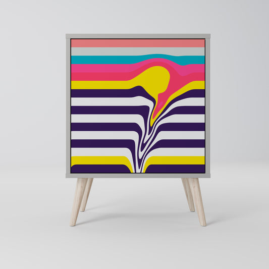 Credenza TONE COLLAPSE a 1 anta con finitura grigia