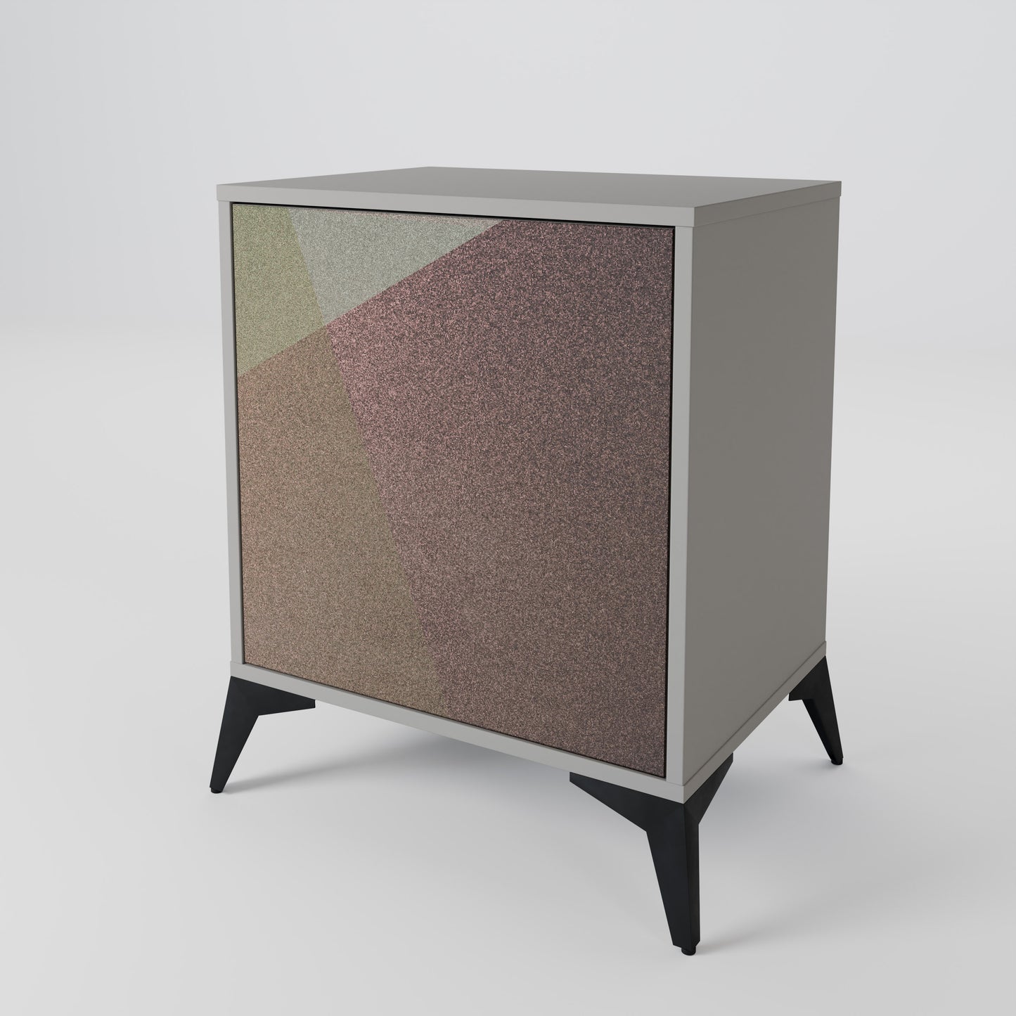 Credenza BEIGE GEOMETRY a 1 anta con finitura grigia