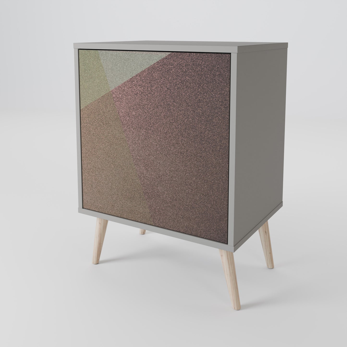 Credenza BEIGE GEOMETRY a 1 anta con finitura grigia