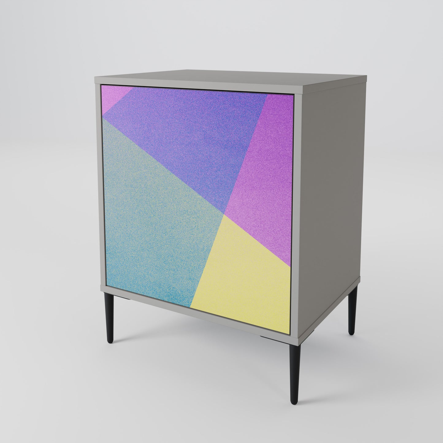 Credenza BRIGHT GEOMETRY a 1 anta con finitura grigia
