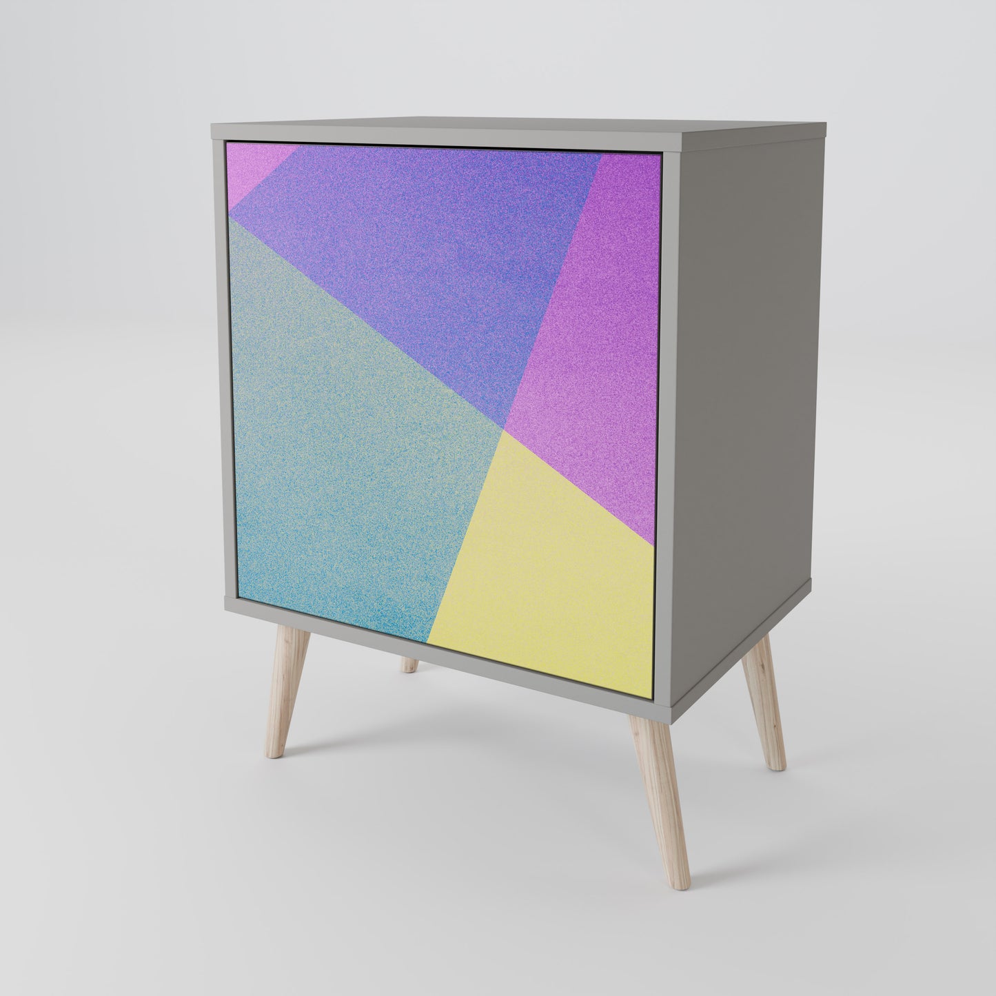 Credenza BRIGHT GEOMETRY a 1 anta con finitura grigia