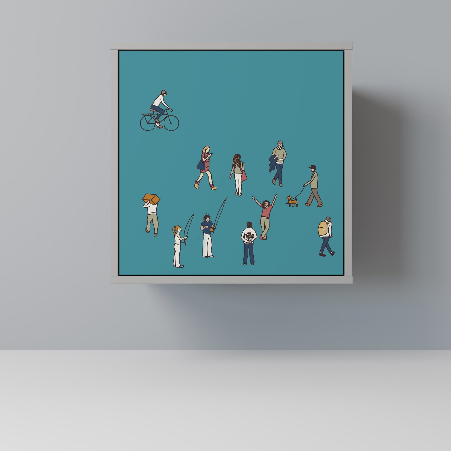 Credenza COLLECTIVE STREAM a 1 anta con finitura grigia