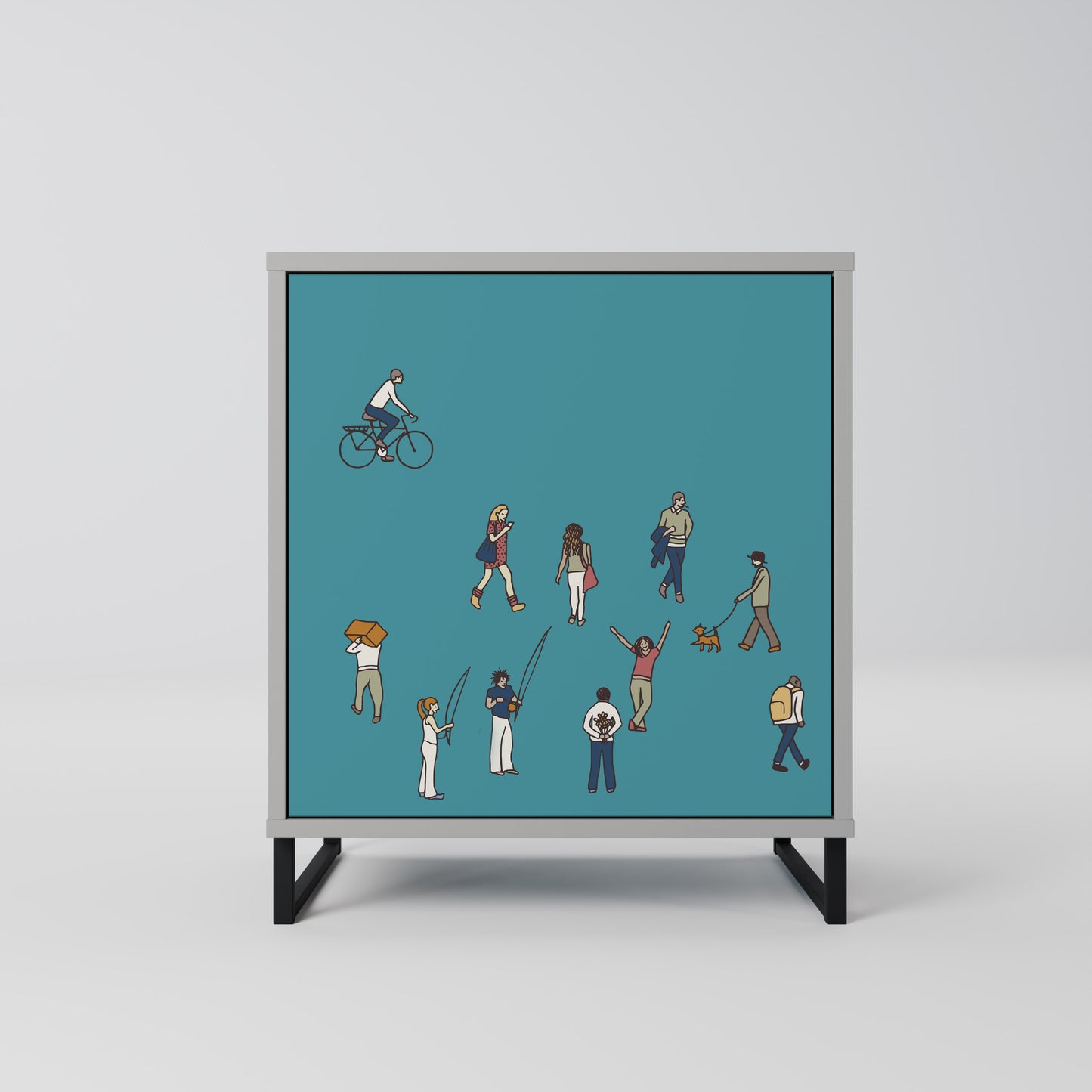 Credenza COLLECTIVE STREAM a 1 anta con finitura grigia