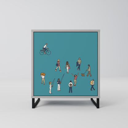 Credenza COLLECTIVE STREAM a 1 anta con finitura grigia