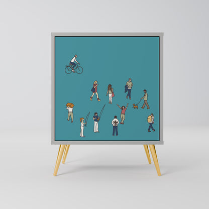 Credenza COLLECTIVE STREAM a 1 anta con finitura grigia