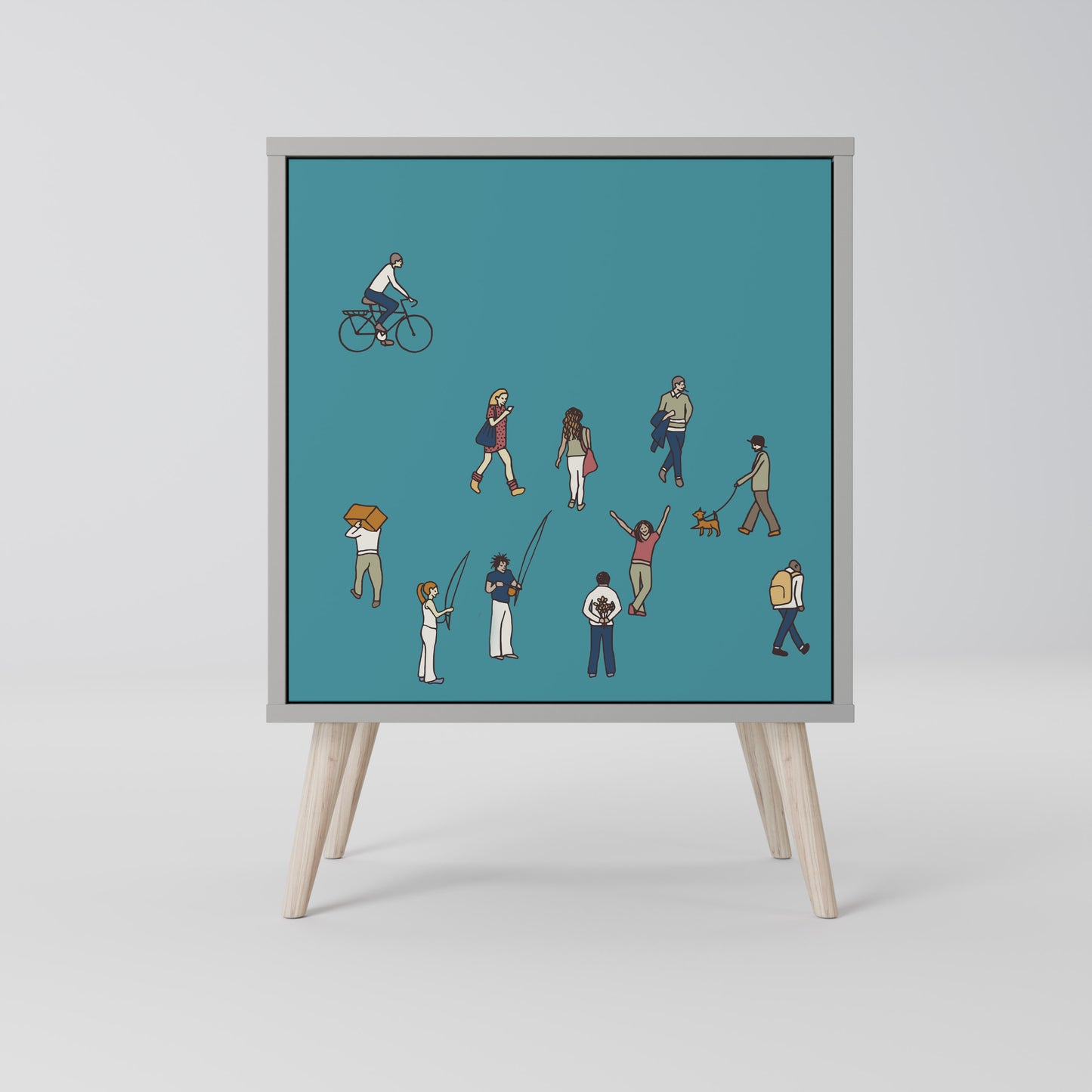 Credenza COLLECTIVE STREAM a 1 anta con finitura grigia