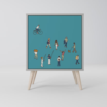 Credenza COLLECTIVE STREAM a 1 anta con finitura grigia