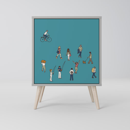 Credenza COLLECTIVE STREAM a 1 anta con finitura grigia