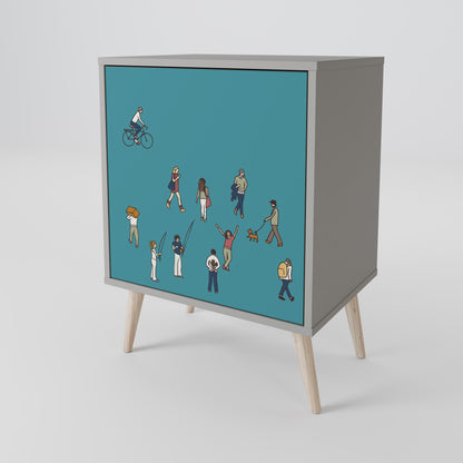 Credenza COLLECTIVE STREAM a 1 anta con finitura grigia