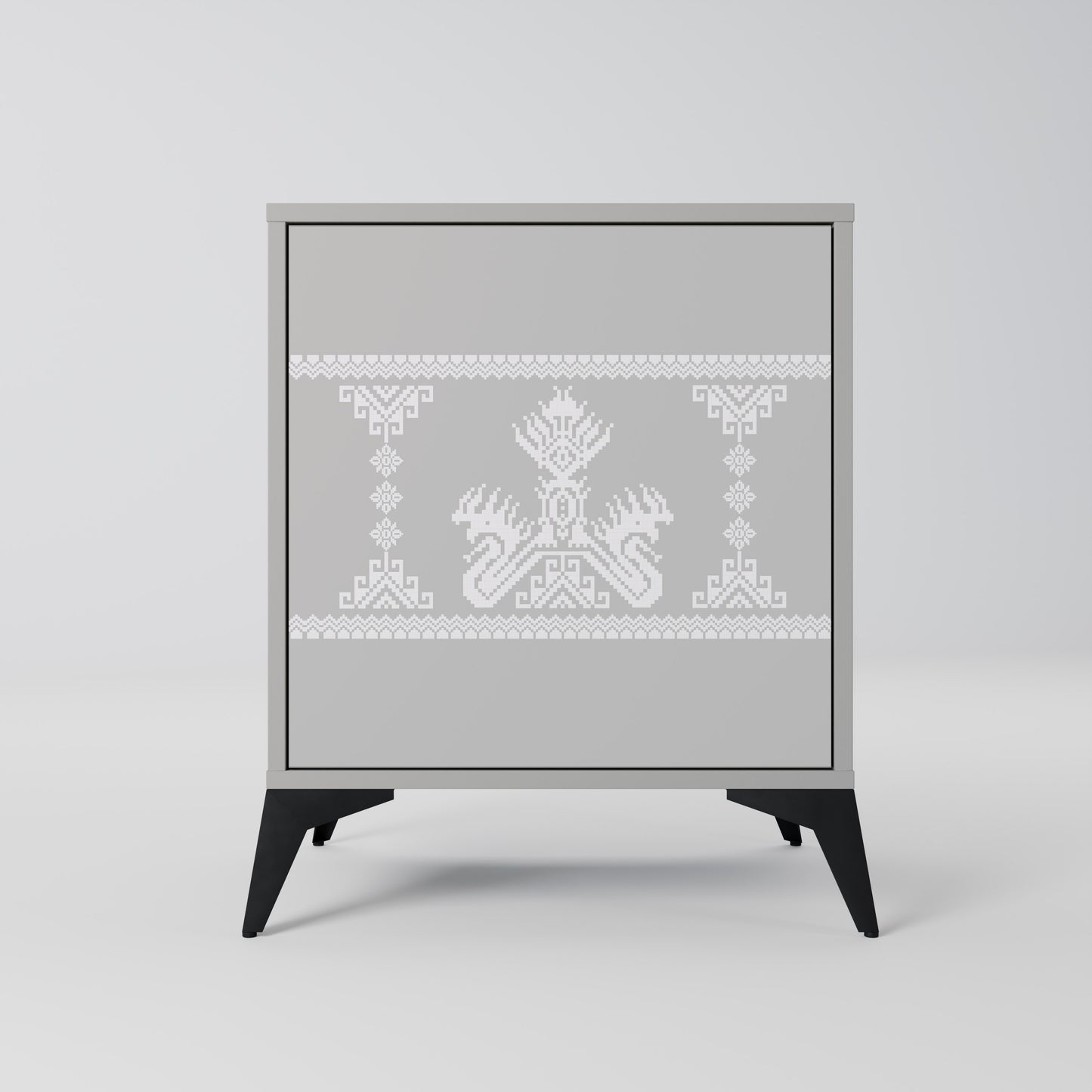 Credenza THAI GRAY a 1 anta con finitura grigia