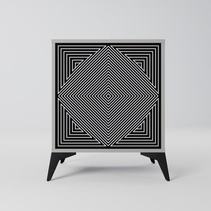 POLYGON ILLUSION 1-Door Sideboard in Grey Finish