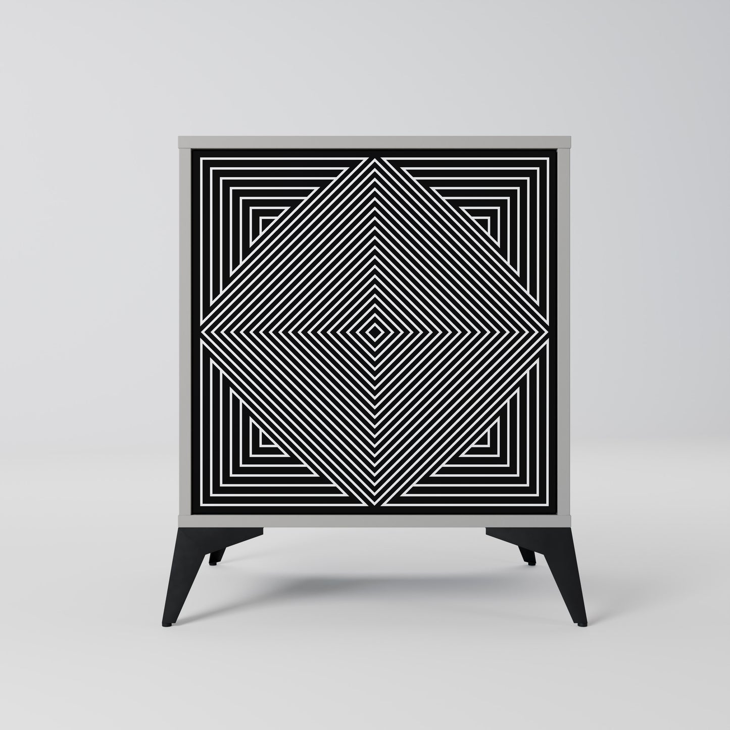 POLYGON ILLUSION 1-Door Sideboard in Grey Finish