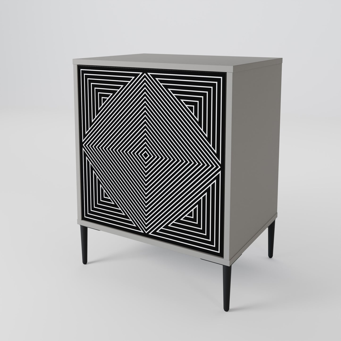 POLYGON ILLUSION 1-Door Sideboard in Grey Finish
