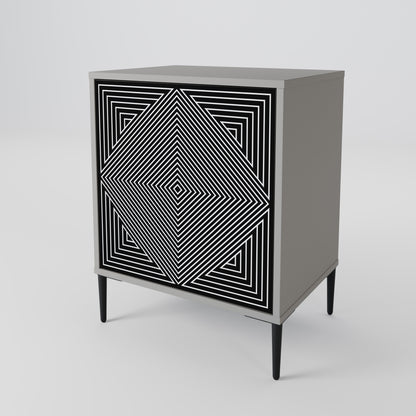 POLYGON ILLUSION 1-Door Sideboard in Grey Finish