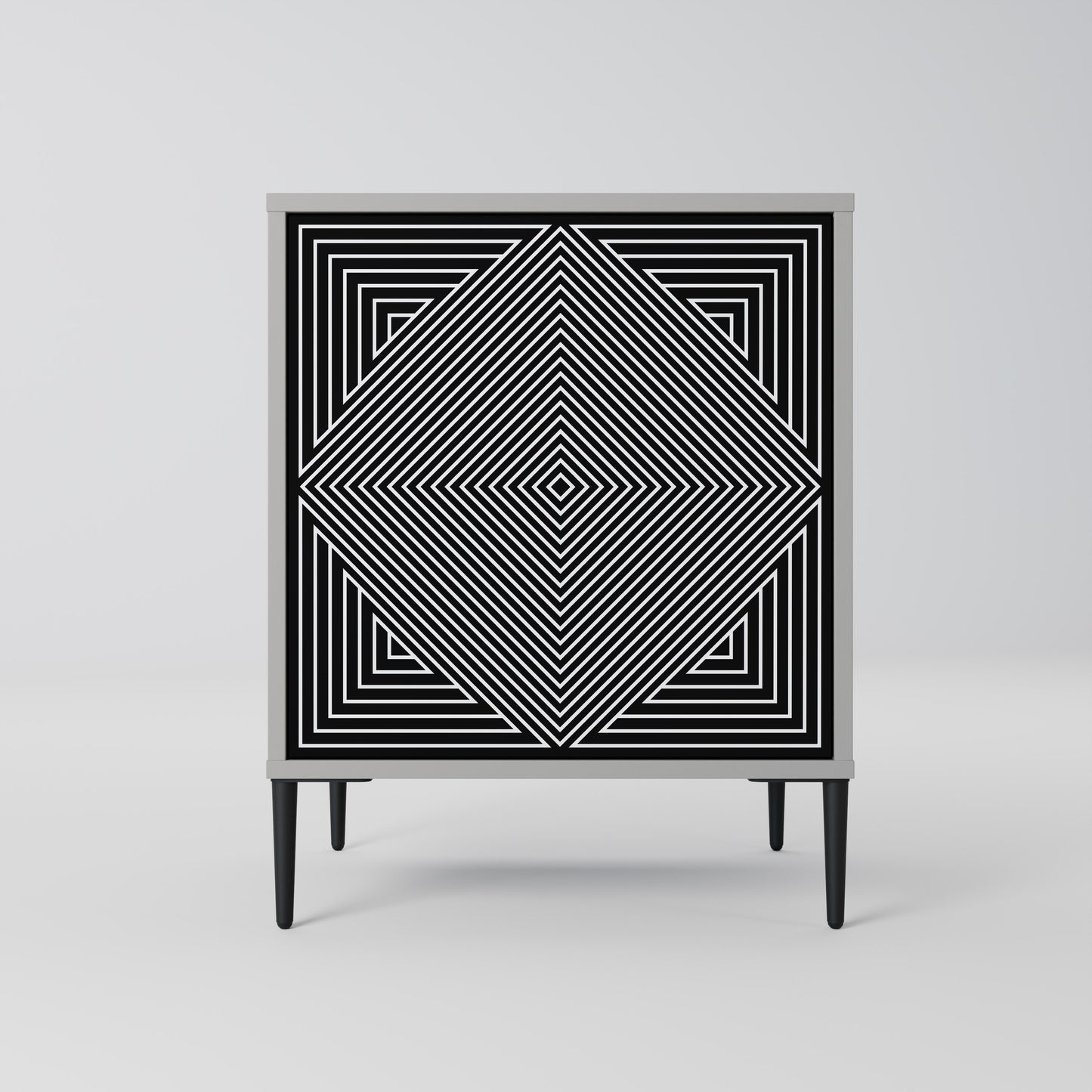 POLYGON ILLUSION 1-Door Sideboard in Grey Finish