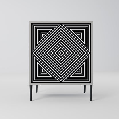 POLYGON ILLUSION 1-Door Sideboard in Grey Finish