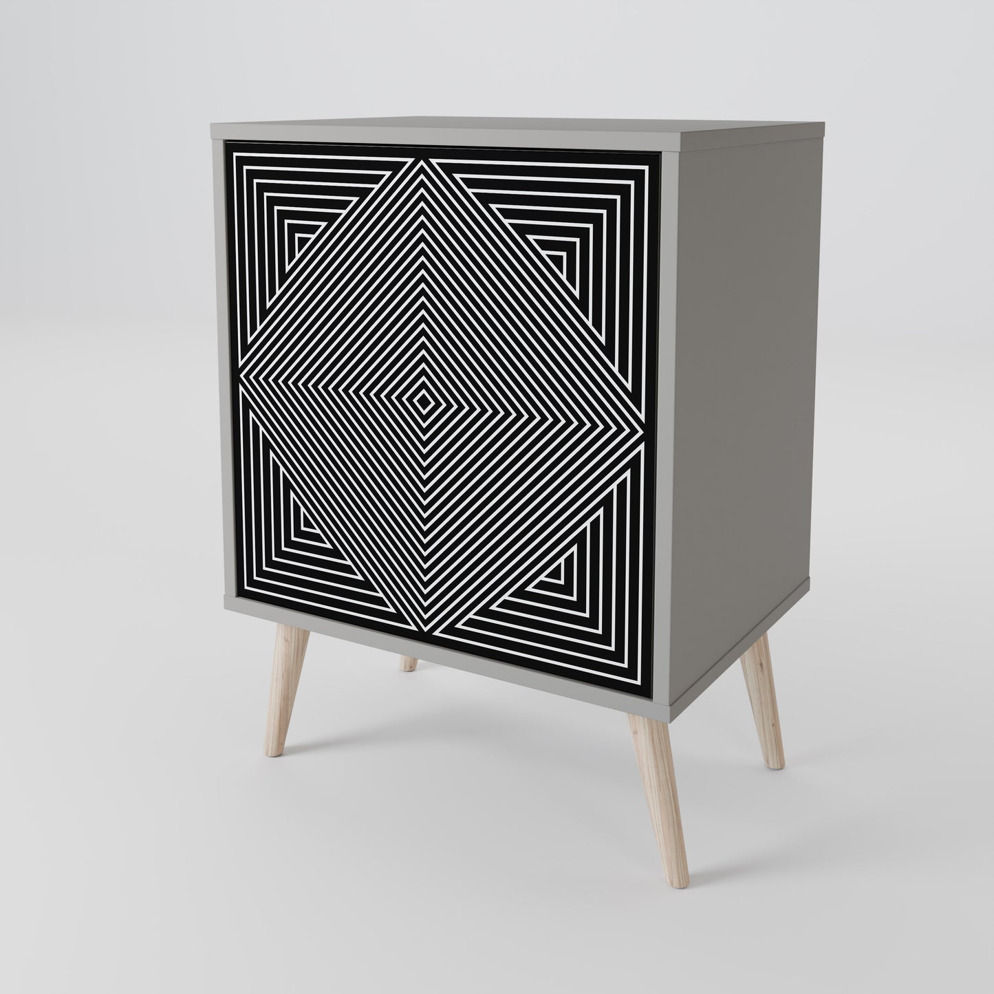 POLYGON ILLUSION 1-Door Sideboard in Grey Finish